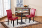 Urban Style Solid Wood Leatherette Padded Parson Chair, Red, Set of 2