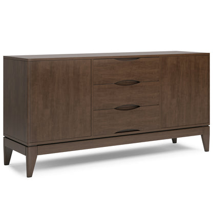 Harper Solid Hardwood Sideboard Buffet in Walnut Brown