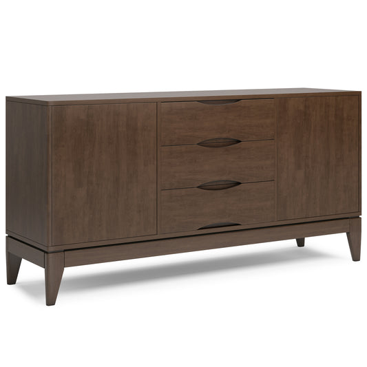 Harper Solid Hardwood Sideboard Buffet in Walnut Brown