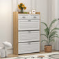1250 White +Oak Color shoe cabinet  with 3 doors 2 drawers,large space for storage