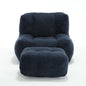 Modern Indoor Fluffy Bean Bag Chair with Memory Foam and Ottoman, Super Soft Velvet, 38.5x36.6x30 inches