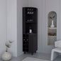 Kaia 70' Tall Corner Bar Cabinet With Four Shelves, Ten Wine Bottle Cubbies and Stemware in Black Wengue