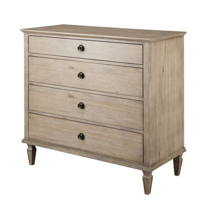 French-Inspired Small Dresser with Wire Brushed Light Natural Finish and Solid Wood Legs