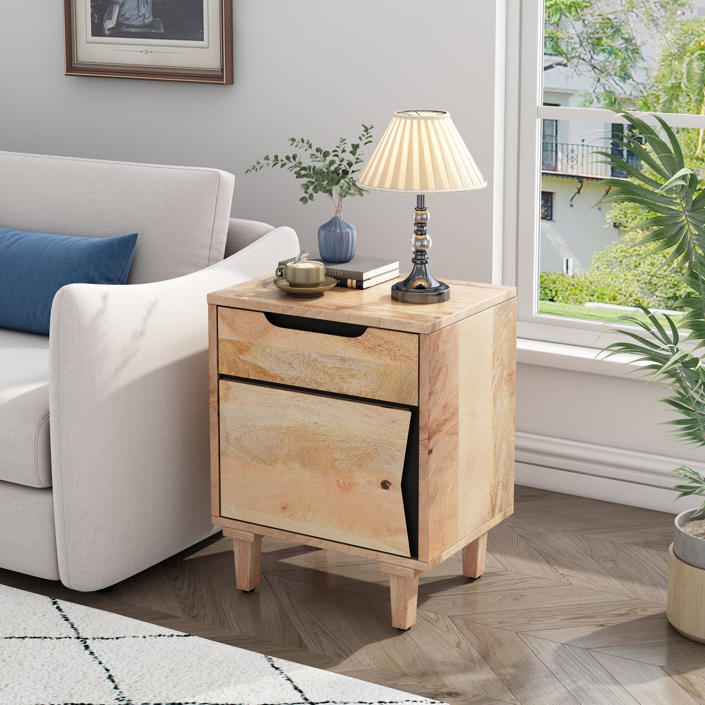 Natural Wood Nightstand