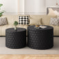 Stylish and Minimalist Nesting Coffee Table Set with Honeycomb Design, Modern Round Coffee Table, Drum Circle Coffee Table for Living Room, Bedroom, Black(Set of 2 Pieces)