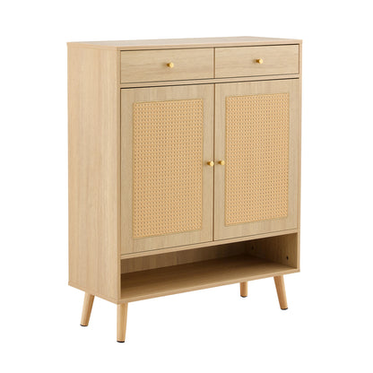 Multi-functional Modern Minimalist Natural Wood-Colored MDF Shoe Cabinet - Seamlessly Fits into Nordic, Japanese, and Industrial Style Interiors,Product Dimensions: 34.6*13.7*43 inches.