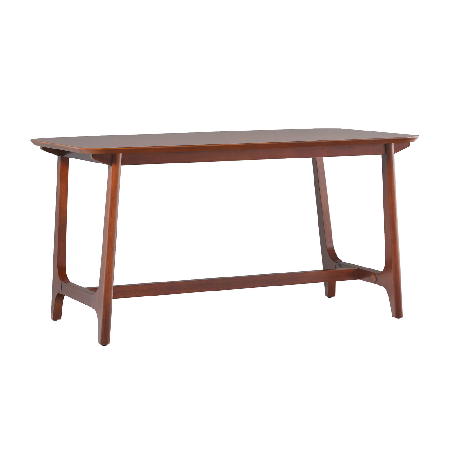 Mid-Century Modern Dining Table with Trestle Base, Walnut Veneer, Solid Wood, 59.5'