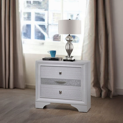 Contemporary White Finish Storage Drawers Nightstand Wooden Bedroom Furniture 1pc
