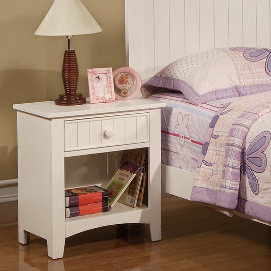 White Nightstand Shelf Storage Drawers Pine Veneer MDF Wooden 1pc Modern Nightstand