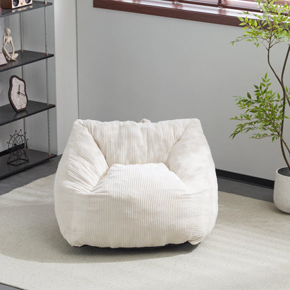 Olbia Indoor Bean Bag Chair, Beige Faux Fur