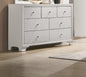 1pc Modern Glam Style White Finish Glam Seven Drawer Dresser Embossed Crocodile Pattern Wooden Bedroom Furniture