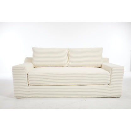 Convertible Loveseat Sofa Bed with Memory Foam & Steel Frame, Beige Corduroy Fabric, No Assembly Required