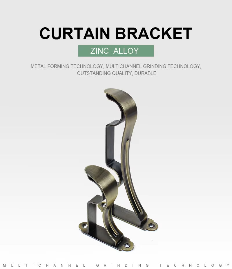 Curtain Accessories Holder Metal Iron Wall Mounted Curtain Rod Stand Brackets Hanger With Screws