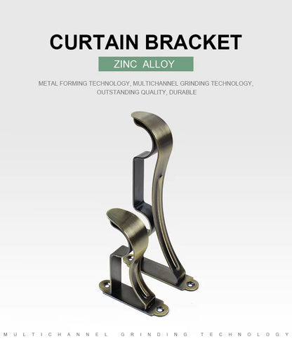 Curtain Accessories Holder Metal Iron Wall Mounted Curtain Rod Stand Brackets Hanger With Screws