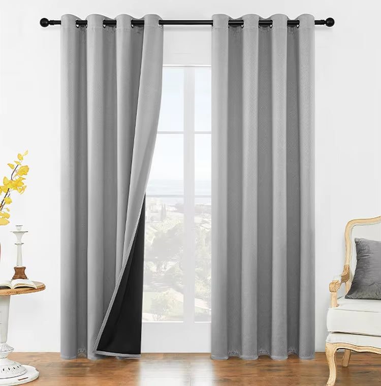 1 Piece 100% Blackout Curtains Modern Ready Made Black Out Grommet Curtain Thermal Insulated Drapes for Bedroom