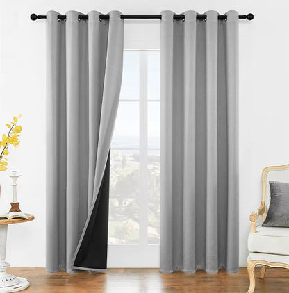 1 Piece 100% Blackout Curtains Modern Ready Made Black Out Grommet Curtain Thermal Insulated Drapes for Bedroom