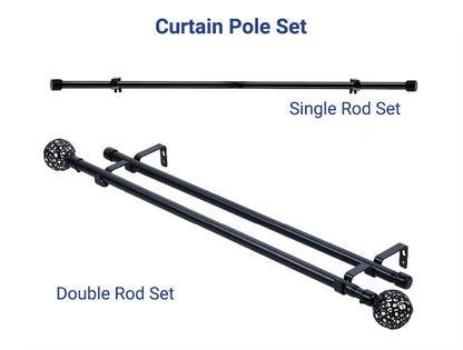 Modern Design Black Adjustable Metal Curtain Rod Set for Window