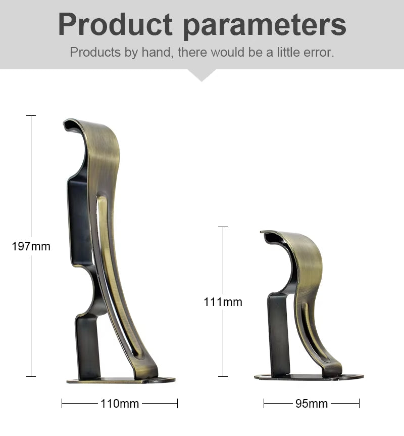 Curtain Accessories Holder Metal Iron Wall Mounted Curtain Rod Stand Brackets Hanger With Screws