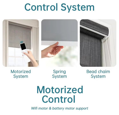 Customized Motorized Remote Roller Blinds Smart Electric Blackout Roller Blinds/Shades Cordless