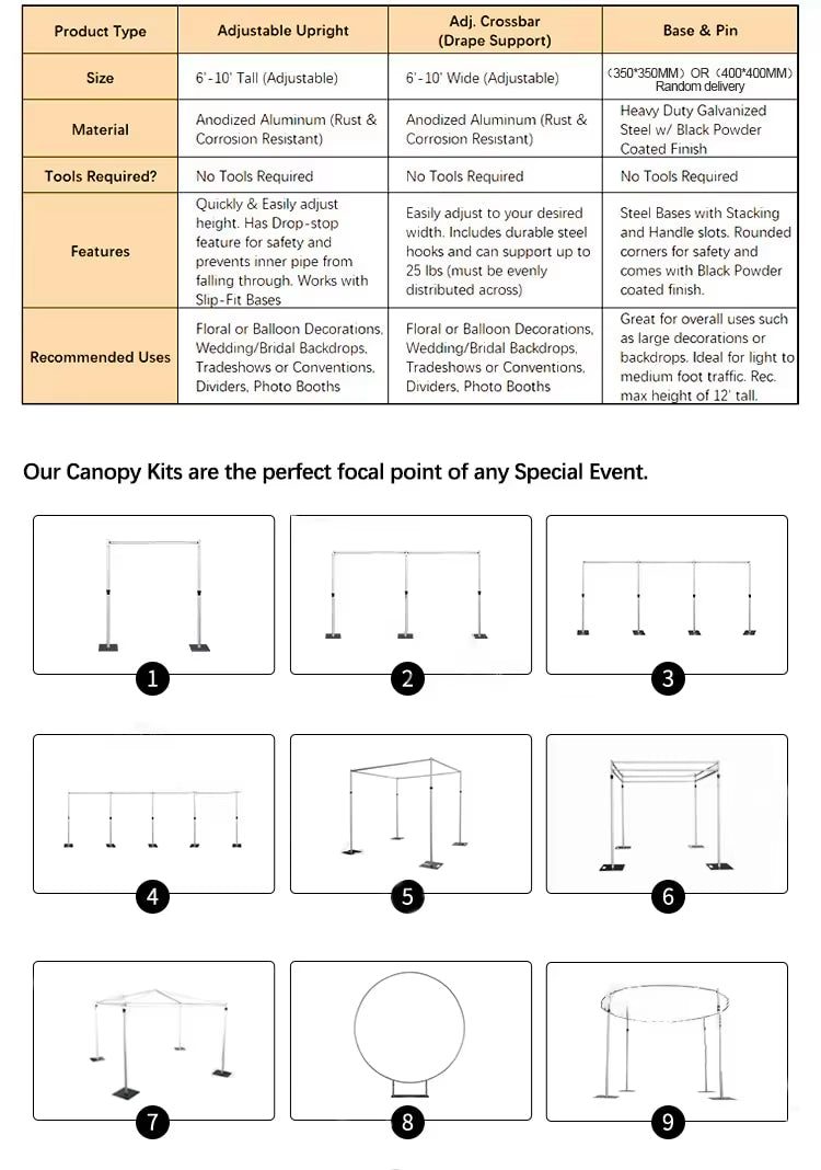 Heavy Duty Double Crossbar Pipe Drape Kit with AdjustableBackdrop Stand Wedding Decor for Parties Birthdays-Minimum Order One
