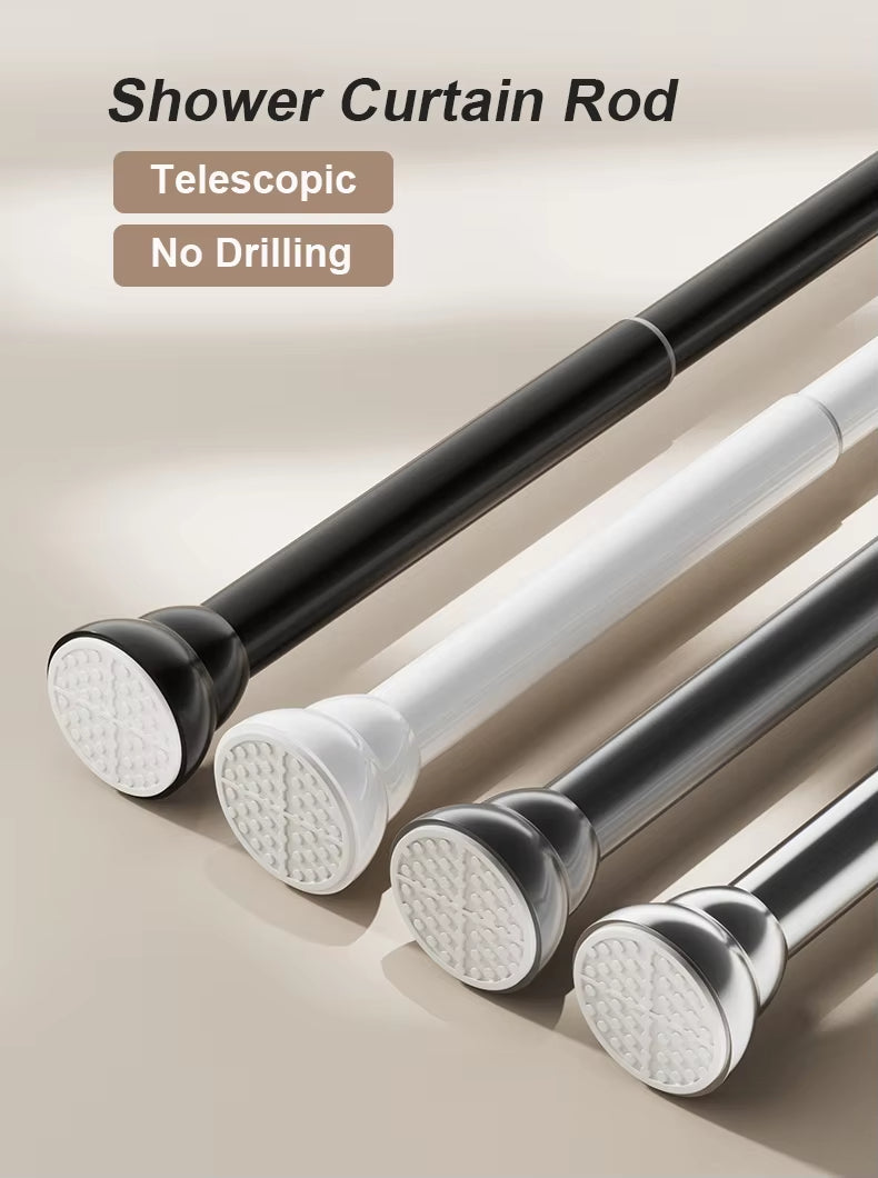 Hot Sale Metal Extendable Curtain Poles Telescopic Rod for Bathroom Shower Curtain Poles No Drill