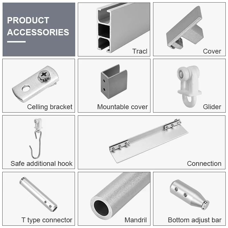 Modern Industrial Style Hospital Curtain Track Smart Curved Aluminium Alloy with Hook Accessories for Home Bathroom