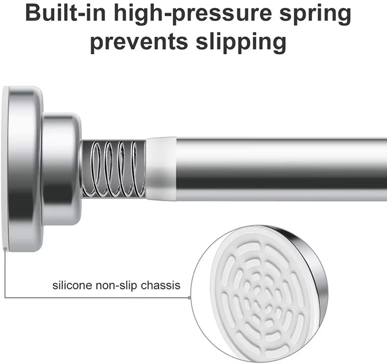 304 Adjustable Tension Rod With Threaded Joints Shower Double Curtain Rods Extendable Curtain Rod