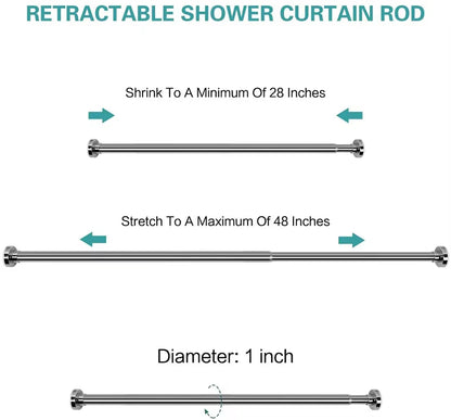 304 Adjustable Tension Rod With Threaded Joints Shower Double Curtain Rods Extendable Curtain Rod