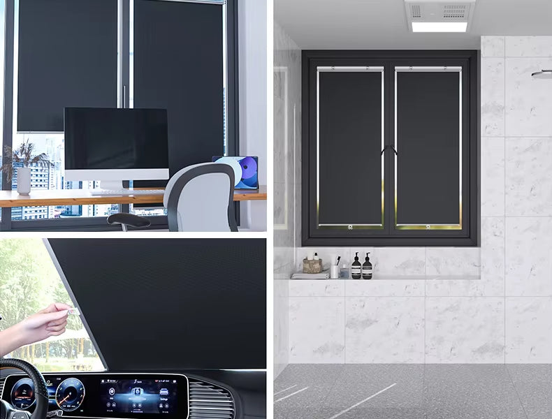 Portable Indoor Window Roller Blind Car Blackout Curtain Eco-friendly No Drill Blackout Blind Shade with 3 Suction Cups