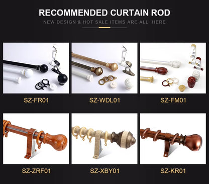 Double Curtain Pole Window Pipe Decorative Aluminum Curtain Rod Sets for Home Decor