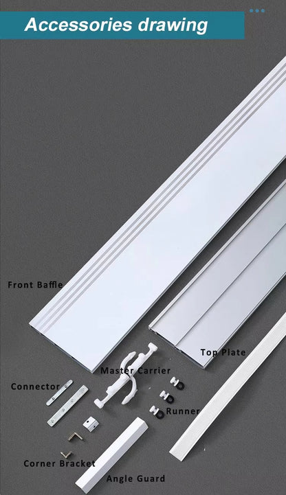 Large Size Plate Ceiling Wall Mounted Curtain Rail Pelmet Box Aluminum Curtain Track Cover