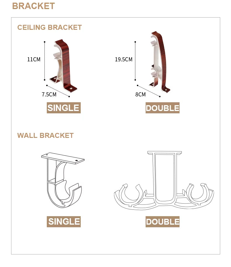 Luxury Wooden Curtain Rods Eco-friendly Decorative Double Curtain Pole Wood Curtain Rods for Windows