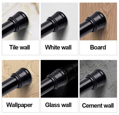 Adjustable Modern & Rustic Style Curtain Rod No Drill Required for Bathroom & Kitchen Made of Metal Plastic Iron Steel Alloy