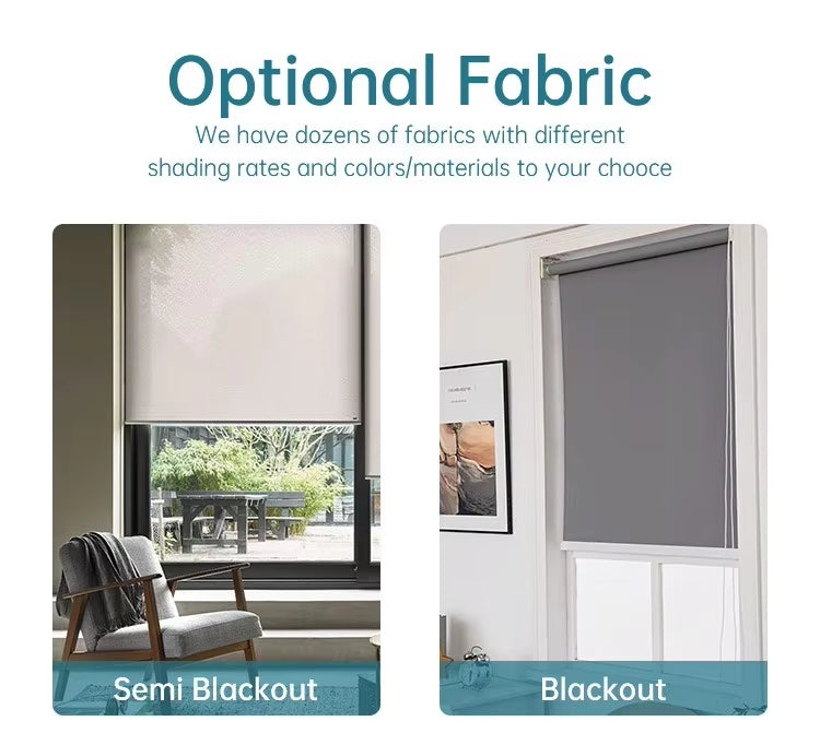 Customized Motorized Remote Roller Blinds Smart Electric Blackout Roller Blinds/Shades Cordless