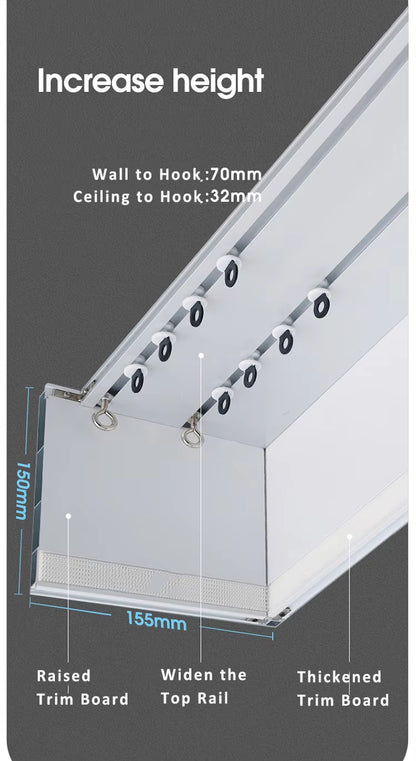 Eco-friendly 90 Degree Self Adhesive Ceiling Double Aluminium Metal Recessed Curtain Track