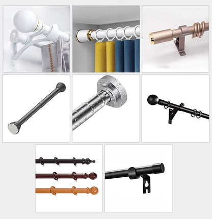 Adjustable Modern & Rustic Style Curtain Rod No Drill Required for Bathroom & Kitchen Made of Metal Plastic Iron Steel Alloy