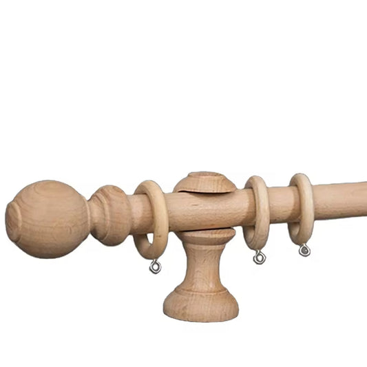 Double Curtain Rod Bushing Decorative Ceiling Hanging Home 35mm Contemporary Wood Curtain Finials Wooden Poles Circular Wooden