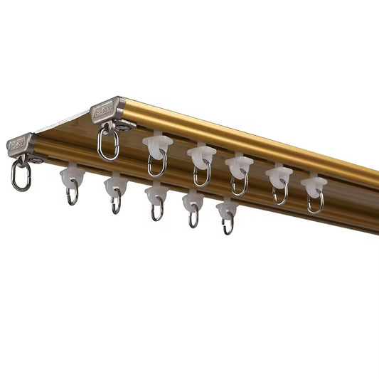 Eco Friendly Ceiling Mounted Curtain Railing Heavy Duty Double Aluminium Alloy Curtain Track Rail