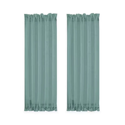 Green Sheer Curtains Semi Transparent French Door Curtain Eco-friendly French Window Curtains