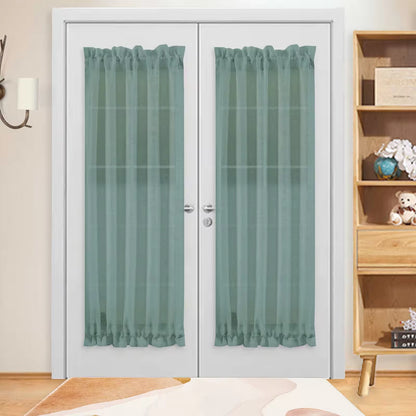 Green Sheer Curtains Semi Transparent French Door Curtain Eco-friendly French Window Curtains