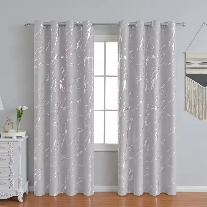 High Quality Marble Floral Pattern Blackout Curtains Woven Fabric Pleated Hook for Bedroom Living Room Balcony Office Home Decor