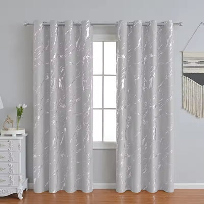 High Quality Marble Floral Pattern Blackout Curtains Woven Fabric Pleated Hook for Bedroom Living Room Balcony Office Home Decor