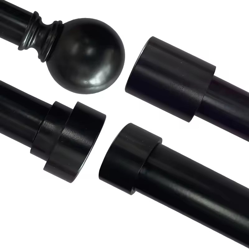Modern Design Black Adjustable Metal Curtain Rod Set for Window