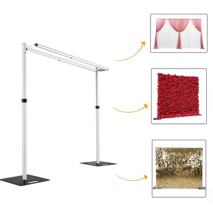 Heavy Duty Double Crossbar Pipe Drape Kit with AdjustableBackdrop Stand Wedding Decor for Parties Birthdays-Minimum Order One