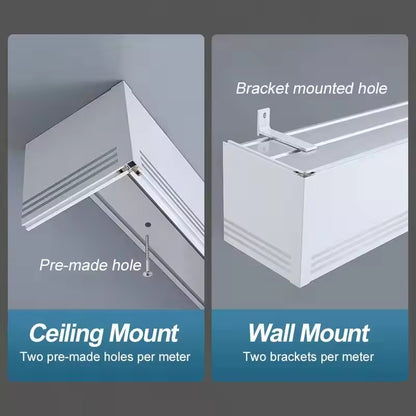 Double Curtain Track Rail Cassette Cover Aluminum Wall Mount Curtain Pelmet Box