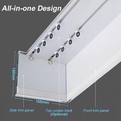 Double Curtain Track Rail Cassette Cover Aluminum Wall Mount Curtain Pelmet Box