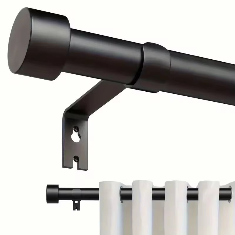 Modern Design Black Adjustable Metal Curtain Rod Set for Window