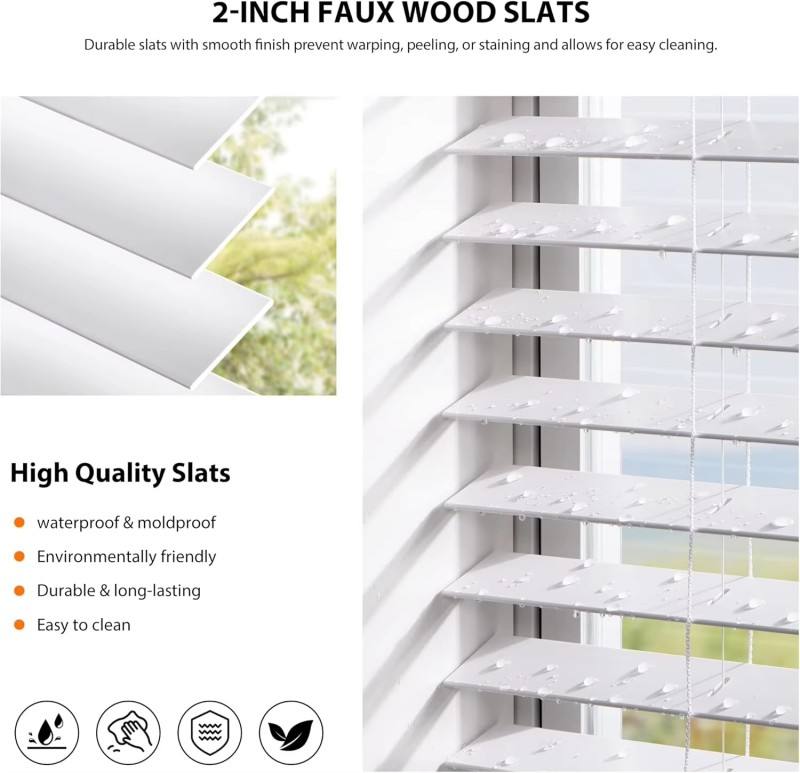 Durable Plastic Material Wooden Blinds Cordless for Window