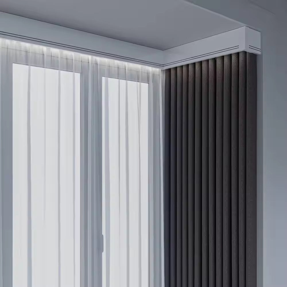 Double Curtain Track Rail Cassette Cover Aluminum Wall Mount Curtain Pelmet Box