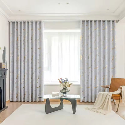 High Quality Marble Floral Pattern Blackout Curtains Woven Fabric Pleated Hook for Bedroom Living Room Balcony Office Home Decor